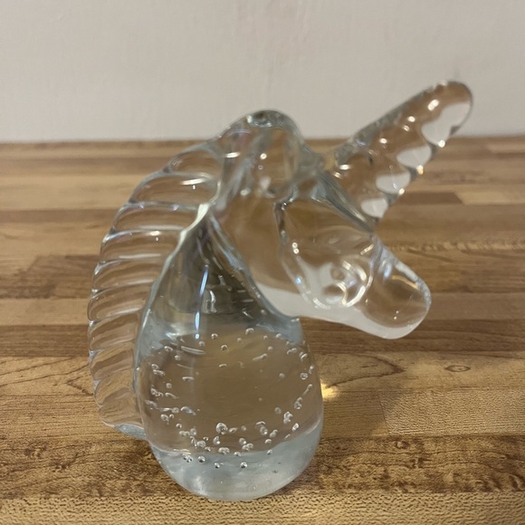 Unicorn Decorative Clear Glass Paper Weight Bubble Art 3.75" Tall - Picture 3 of 7